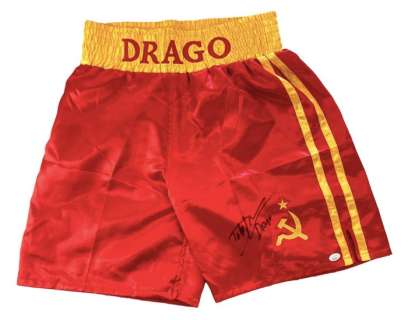 Rocky IV - Dolph Lundgren (Ivan Drago) - Signed Boxing Trunks , with JSA Coa | Catawiki