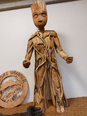 Statue, Uniek groot garden of the galaxy verzamelstuk - 98 cm - Teak | Catawiki