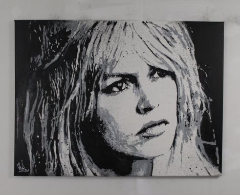 Brigitte Bardot - B.B. - Handpainted and signed - By Artist Vincent Mink - Portrait | Catawiki