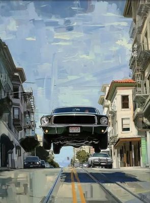 CREATIVE_HUB - Bullit jump - Steve McQueen - Ford Mustang fastback GT 1968 | Catawiki