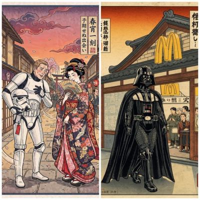 Star Wars - SET OF 2 - Vader Stormtrooper Star Wars - Signed and Numeroted - Sato Hageshi | Catawiki