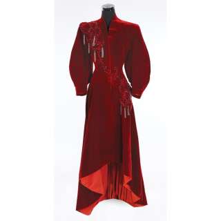 Lot 113 - Cyd Charisse burgundy velvet dress designed by Helen Rose from The Unfinished Dance