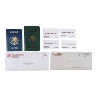 AMERICAN MADE (2017) - Lot #1123 : Barry Seal‘s (Tom Cruise) "Royale Liquor" Business Cards and Fake Passports with Sheriff Downing‘s (Jesse Plemons) Mena Letters