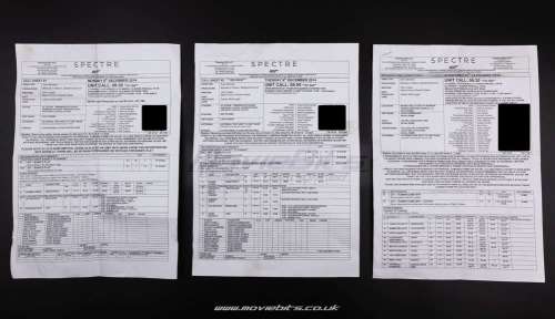 Spectre | Spectre - Three Call Sheets | Movie Bits