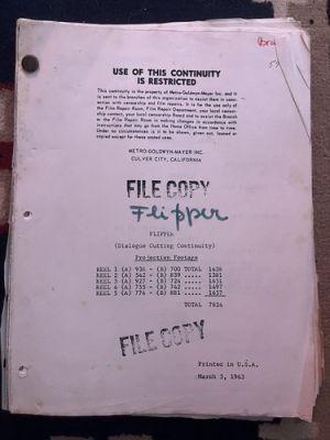 Flipper 1963 Original Continuity Script RARE | eBay US (Buy It Now)