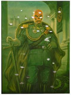 CAPTAIN AMERICA: THE FIRST AVENGER (2011) - Lot #259 : Oversized Printed Bullet-Riddled Red Skull (Hugo Weaving) Portrait