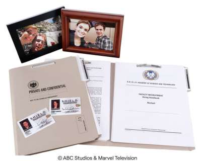MARVEL‘S AGENTS OF S.H.I.E.L.D. (2013-2020) - Lot #271: Leo Fitz and Jemma Simmons‘ Framed Photographs with S.H.I.E.L.D. IDs and Academy Files