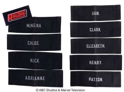 Marvel’s Agents of S.H.I.E.L.D. (2013-2020) | Set of Nine Key Cast Chairbacks with "Ragtag" Production Placard | Propstore