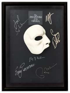 ‘‘Phantom of the Opera‘‘ Mask & Top Billed Cast Signed Shadowbox -- Signatures of Emmy Rossum, Gerard Butler, Minnie Driver, Patrick Wilson and Miranda Richardson Plus Joel Schumaker