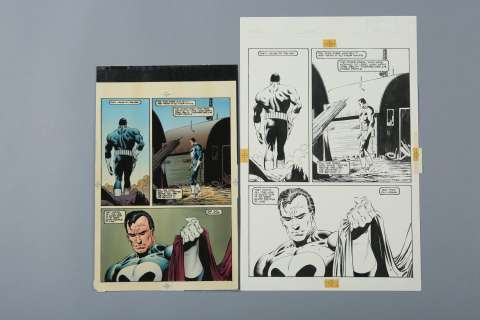 THE PUNISHER: RETURN TO BIG NOTHING (1989) - Lot 356 - Mike Zeck and John Beatty Hand-Drawn Page 61 Artwork with Matching Color Blueline