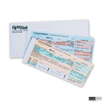 Fight Club - Fight Club / Tyler Durden’s (Brad Pitt) Passenger Tickets and Envelope