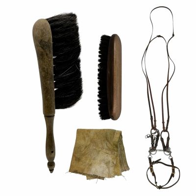 Wuthering Heights Zillah (Amy Morgan) Screen Used Horse Bit, Cleaning Brush, Bench Brush & Rug | VIP Fan Auctions