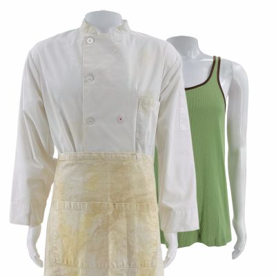 Lot 26: Tony Tyrone Screen Worn Chef Coat, Tank Top, Apron, Suspenders, (2) Necklace & (5) Bracelet Ch 1, A1, 1a, 3, 4 Sc Multiple | VIP Fan Auctions