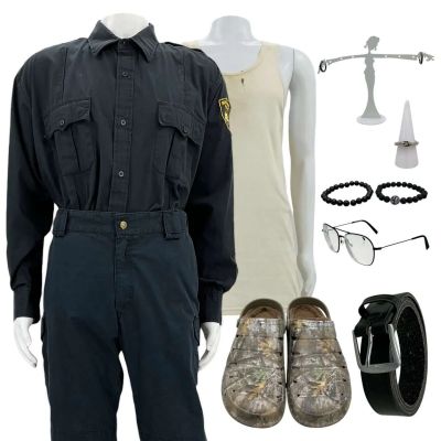 Lot 71: Onslaught Kovacks Screen Worn Shirt, A-Tank, Pants, Crocs, Belt, Bracelet, Rings, Earrings, Necklace & Glasses Ch 1 Sc 10, 15 | VIP Fan Auctions