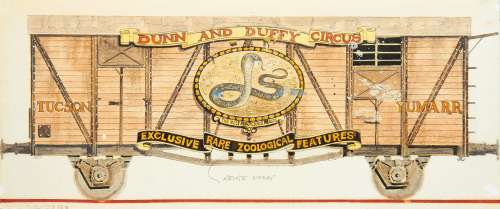 Indiana Jones and the Last Crusade: An original pre-production concept design, 1989, for the opening sequence ’Dunn and Duffy Circus’ train, 9 | Bonhams
