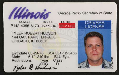 PRISON BREAK - Tyler Robert "Bob" Hudson‘s (Michael Cudlitz) Illinois State Drivers License