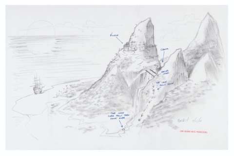 A "Pirates of the Caribbean” Cannibal Island Concept Drawing. | Van Eaton Galleries