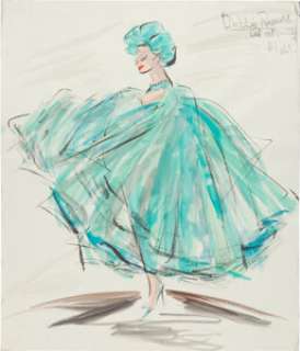 Set of (2) Debbie Reynolds "Janice Courtney" Costume Sketches by Edith Head for My Six Loves (Paramount, 1963). (Total: 2 Items) | Heritage