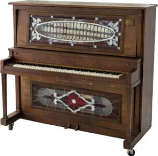 Cheers Bar Old-Time Upright Piano with Integral Stained Glass Windows and Stool from Cheers ... | Heritage