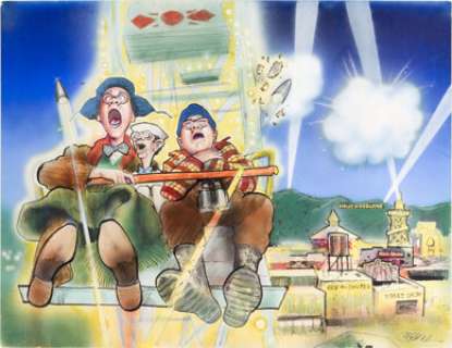 1941 (Universal, 1979), Original Production Art of Eddie Deezen "Herbie Kazlminsky" and Murray Hamilton "Claude Crumn" by Peter Green.