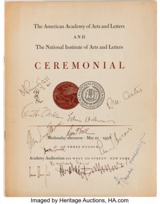 Marilyn Monroe and Arthur Miller Signed Program from the Academy of Arts and Letters and National Institute of Arts and Letters Ceremony. | Heritage