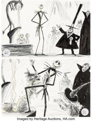 Tim Burton’s The Nightmare Before Christmas Pair of Original Jack Skellington Storyboards by Jørgen Klubien (Disney/Touchstone, 1993). (Total: 2) | Heritage
