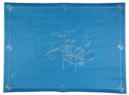 Mythbusters | Episode "Mega Movie Myths" (2006, SP9): Episode Blueprint Signed by Adam Savage - Sword-Swinging Robot | Propstore