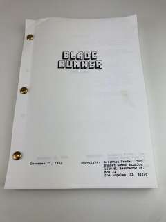 Blade Runner | Blade Runner - Harrison Ford, Rutger Hauer - Warner Bros., script Draft December 22th, 1980 | Catawiki
