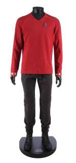 STAR TREK INTO DARKNESS (2013) - Lot 311 - Lt. Commander Montgomery Scott‘s (Simon Pegg) Starfleet Uniform Display