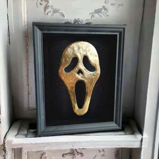 Sculpture, Rare 23ct Scream mask - 25 cm - gilded in Frame with COA - 2019 | Catawiki