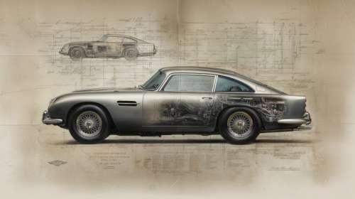 Artxlife - 007 Aston Martin DB5 Leonardo Study Drawings [XXL] | Catawiki