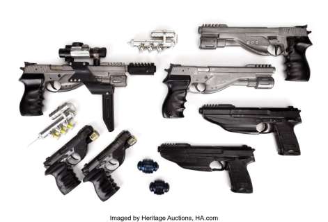 Jet Li "Gabriel Yulaw" and Jason Statham "Evan Funsch" prop guns and bombs from The One. ...