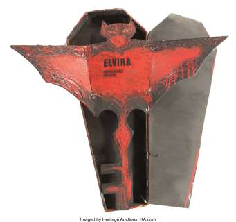 Cassandra Peterson "Elvira" coffin container and key to the city from Elvira: Mistress of the Dark....