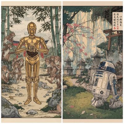 Star Wars - SET OF 2 - R2D2 C-3PO Star Wars - Signed and Numeroted - Sato Hageshi | Catawiki