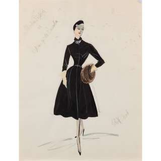 Lot 382 - Edith Head costume design sketch for Marlene Dietrich from Witness for the Prosecution