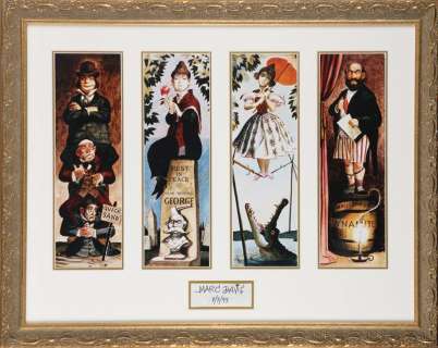 Set of 4 Disney Gallery prints of the Haunted Mansion Stretching Portraits & Marc Davis autograph | Blacksparrow