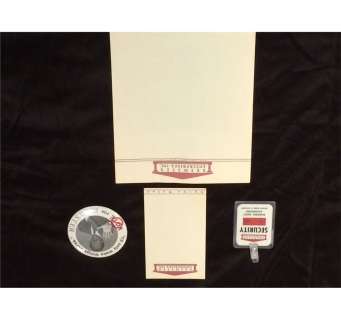 Brewsters Millions prop - trove being stationary sheet and note paper as well as a Security badge an | Piece of the Past