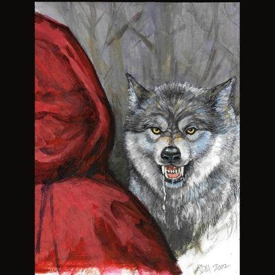 Original CHARMED Fairytale Red Riding Hood Wolf Painting