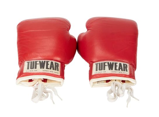 Rocky III | Lot #426 - Tuf-Wear Red Boxing Gloves | Julien’s
