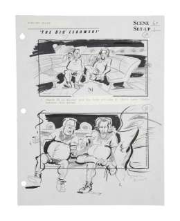 Lot 500 - The Big Lebowski | One Page, Scene 6B / Set-Up 1 | "Bowling Scene" Original Storyboard