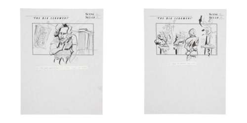 Lot 537 - The Big Lebowski | Two Pages, Scene 16 / Set-Up 3 - 4 | "Ransom Note Scene 2" Original Storyboards