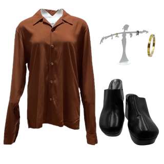 Creed III Bianca Creed Tessa Thompson Screen Worn Long Sleeve Button-Front Shirt 4 Earrings Bracelet & Slip-On High Heel Shoes Ch 3 & 11 Sc Multiple - Lot #164 - Creed III Bianca Creed Tessa Thompson Screen Worn Long Sleeve Button-Front… | VIP Fan Auctions