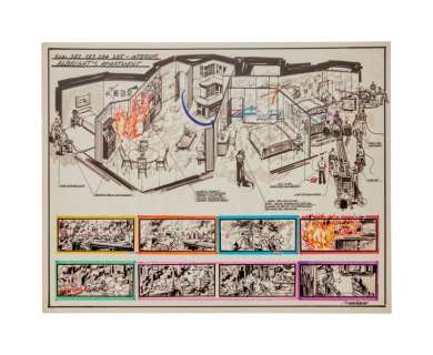 Lot 92 - Irwin Allen | "The Towering Inferno" Original Oversized Storyboard Illustration