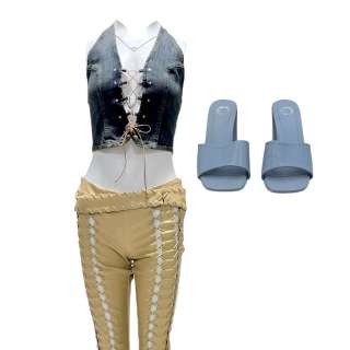 Bottoms Brittany’s Kaia Gerber Tank Top, Elastic Waist Pants & Open-Toe, High Heel Shoes | VIP Fan Auctions