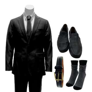 Lot 44 - American Fiction Thelonious ‘Monk‘ Ellison‘s Jeffrey Wright Jacket, Shirt, Pants, Tie, Belt, Socks & Dress Shoes