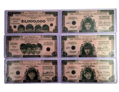 Beatles Money set of 6 Original Currency Bills 1964 | Premiere Props