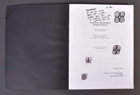 Lot 295 - NATIONAL TREASURE II BOOK OF SECRETS (2007) - HELEN MIRREN‘S SCRIPT