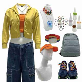 Y2K Raleigh (Lauren Balon) Screen Worn Sweater, Tank Top, Jeans, Belt, Hat, Backpack, 3 Necklaces, Necklace, 19 Bracelets, Ring & Lace-Up Shoes Ch 1 Sc 20 | VIP Fan Auctions