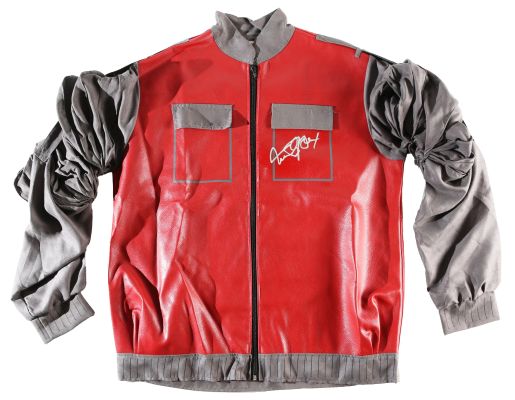 Michael J. Fox as Marty McFly in Back to the Future Part II Signed Prop Replica Leather Jacket | SWAU