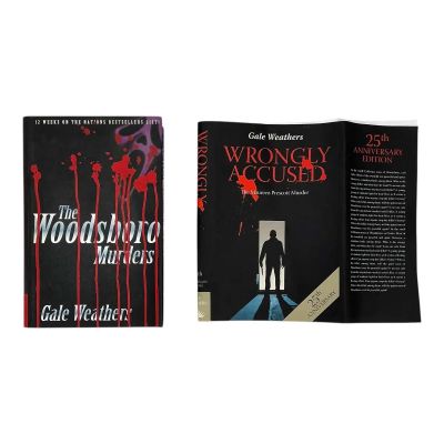 Scream VI Gale Weathers (Courteney Cox) Production Used Wrongly Accused Book Cover & The Woodsboro Murders Book Cover | VIP Fan Auctions